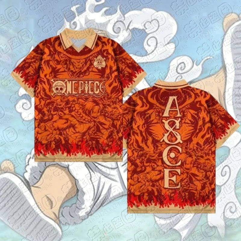 2026 Anime One Piece Luffy Estampado 3D Camiseta Ropa Polo Cuello V Ropa Urbana Verano Manga Corta Deporte Cosplay Camiseta