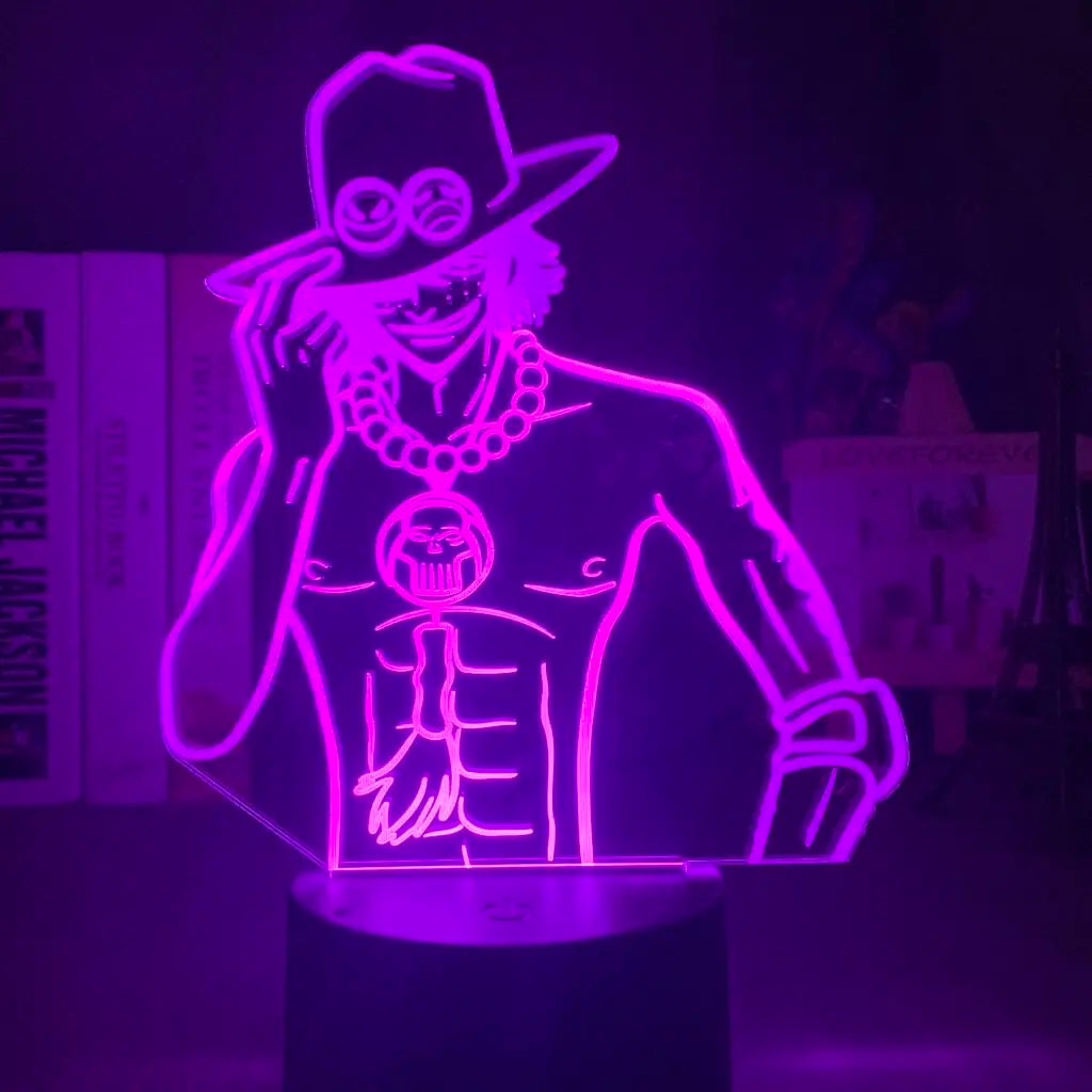 One Piece Ace Anime Cartoon Cute Acrylic Light-up Stand Figurine 2D Style Bedroom Atmosphere Night Light Desktop Decoration Gift