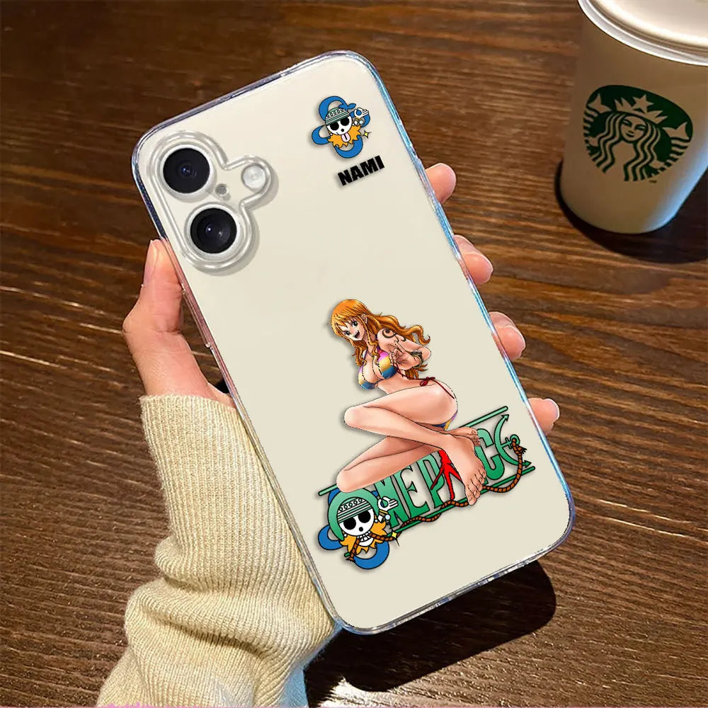 One P-Piece Luffy Zoro Robin Nami Cover Clear Phone Case For iphone Apple 17 AIR 16E 16 15 14 13 12 11 Pro XS Max 8 7 Plus Case