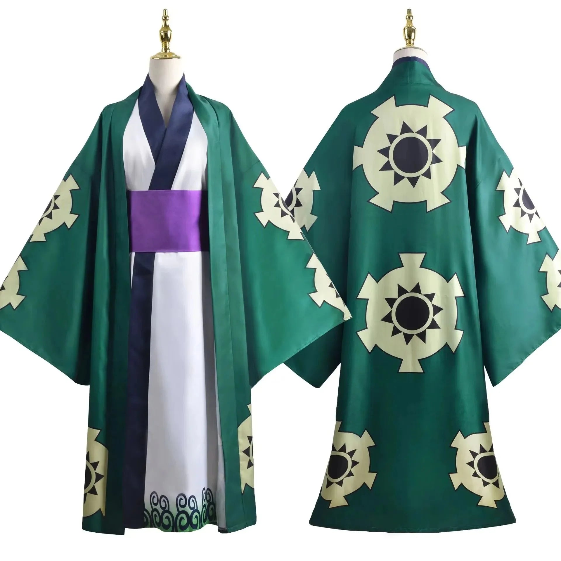 Grünes Roronoa Zoro Kimono Cosplay Anime Kostüm Uniform für Halloween Erwachsene Anzug Futter Perücke Oberbekleidung Gürtel Disfraz Halloween