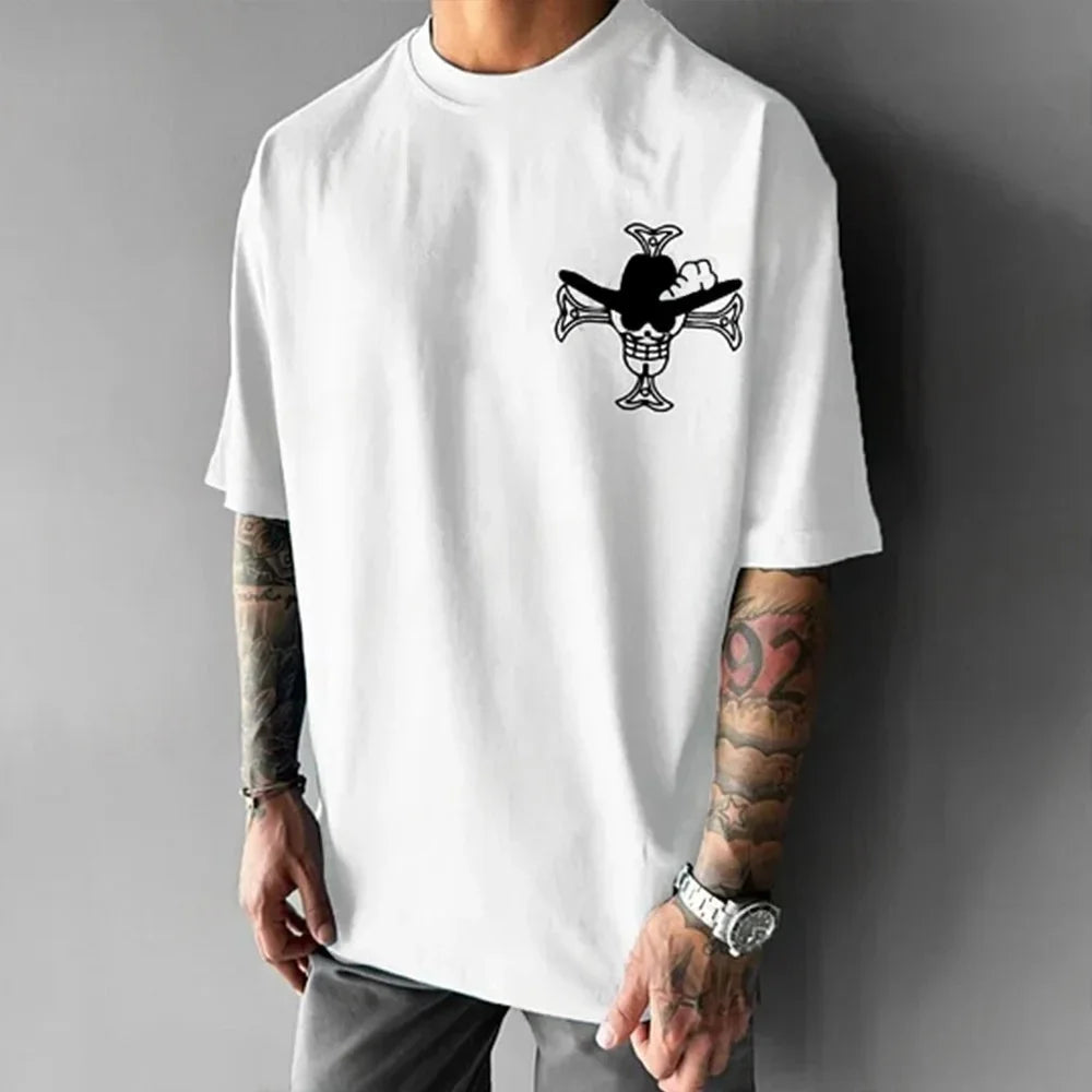 Camiseta de hombre de una pieza para verano con Dracule Mihawk, anime clásico japonés, para niños, manga corta, suelta, conjunto a juego para padres e hijos