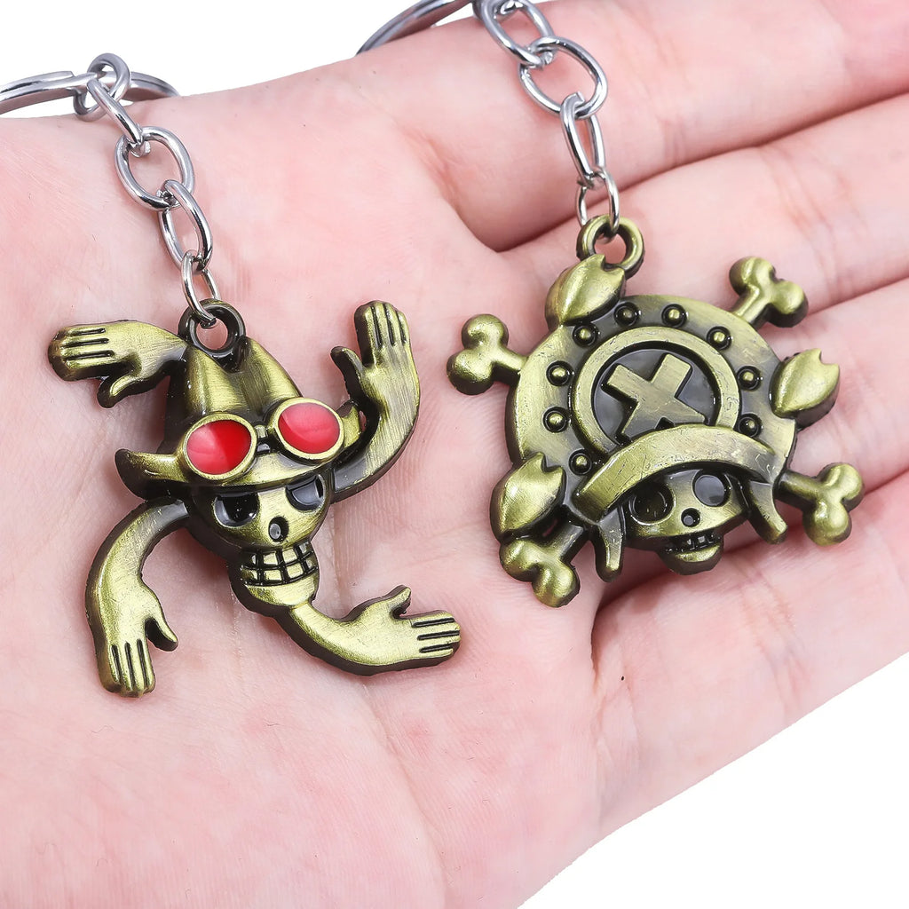 Anime One Piece Nami Robin Sanji Chopper Keychains Vintage Figure Metal Pendant Keyring Gifts for Christmas