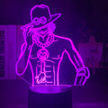 One Piece Ace Anime Cartoon Süße Acryl-Leuchtfigur 2D-Stil Schlafzimmer Atmosphäre Nachtlicht Schreibtischdeko Geschenk