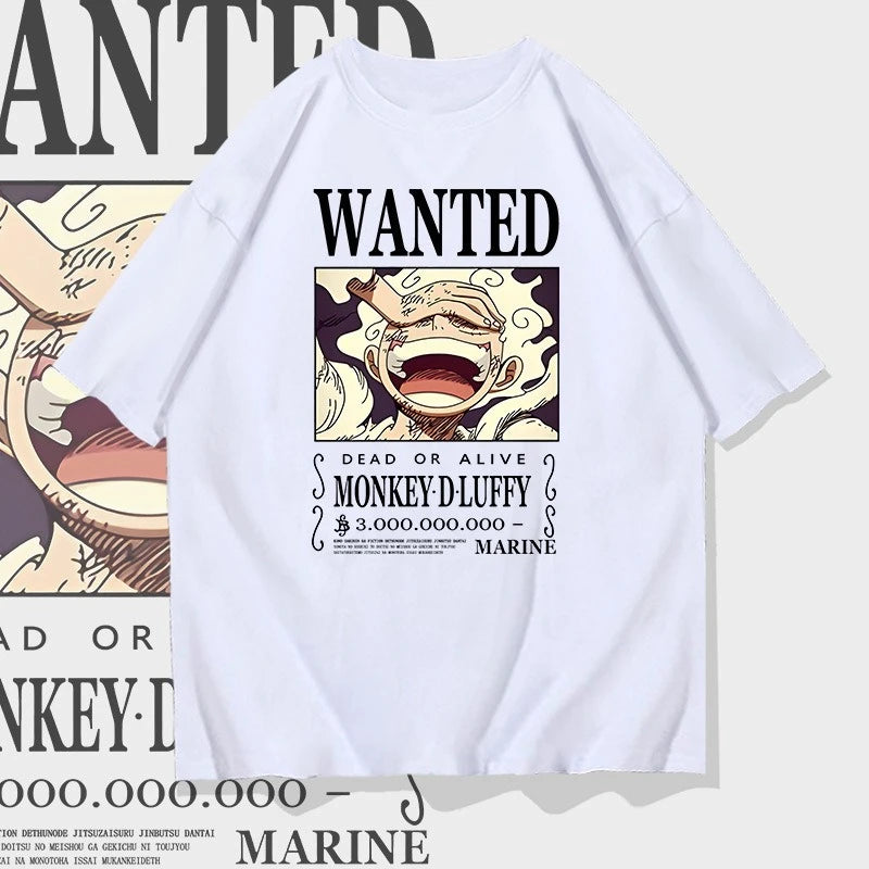 2026 Verano ONE PIECE Monkey D. Luffy Gear 5 Estampado Holgado Camiseta de Algodón de Manga Corta Moda Algodón Puro Unisex Padre-Hijo Y2k