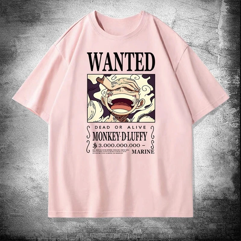 2026 Verano ONE PIECE Monkey D. Luffy Gear 5 Estampado Holgado Camiseta de Algodón de Manga Corta Moda Algodón Puro Unisex Padre-Hijo Y2k