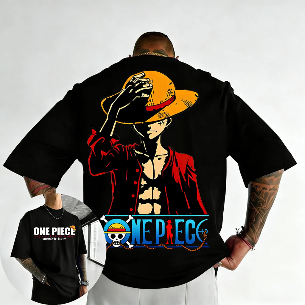 Camiseta de verano fresca con estampado de ONE PIECE Anime 2026 para hombres y mujeres, estilo hip hop, suelta, casual, Y2K, de algodón pesado, top para padres e hijos