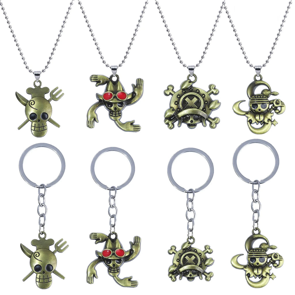 Anime One Piece Nami Robin Sanji Chopper Keychains Vintage Figure Metal Pendant Keyring Gifts for Christmas