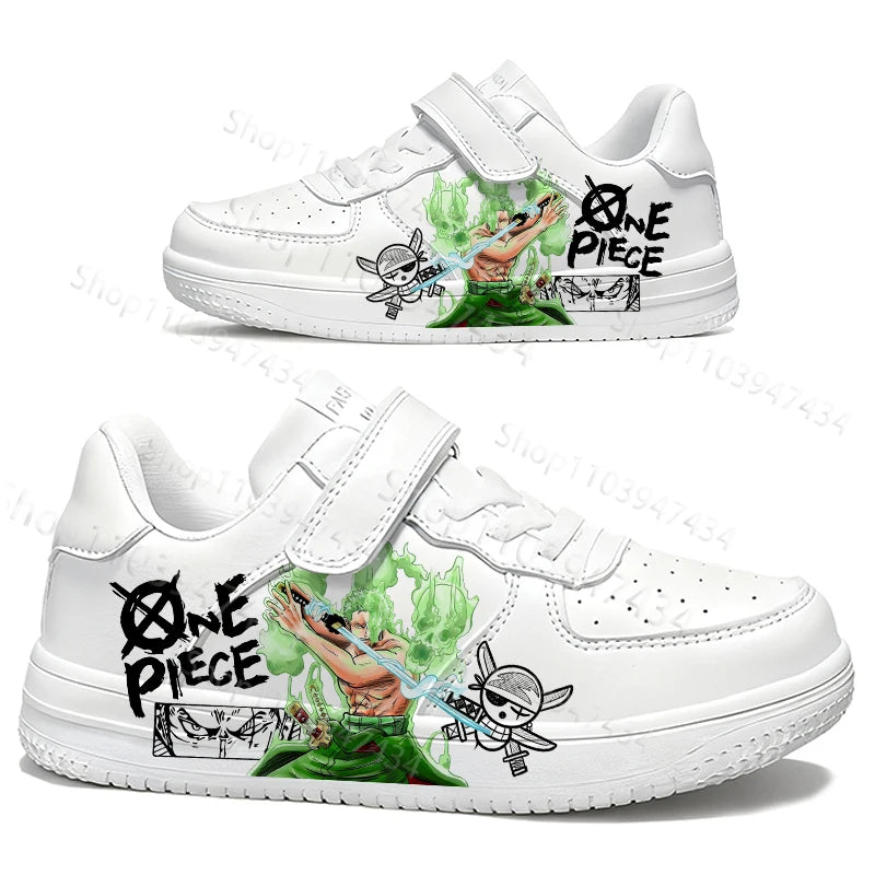 One Piece Roronoa Zoro Teenager Print Shoes Kids Campus Thick Sole Non-Slip Wear-Resistant Trendy Casual Sneaker Boys