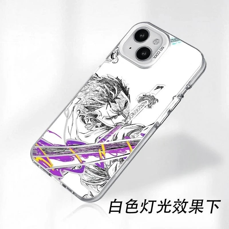 3D One Piece Roronoa Zoro Phone Case for iPhone 17 16 15 14 13 12 11 Pro Max Plus Air mini Demon Knife Anime Back Cover