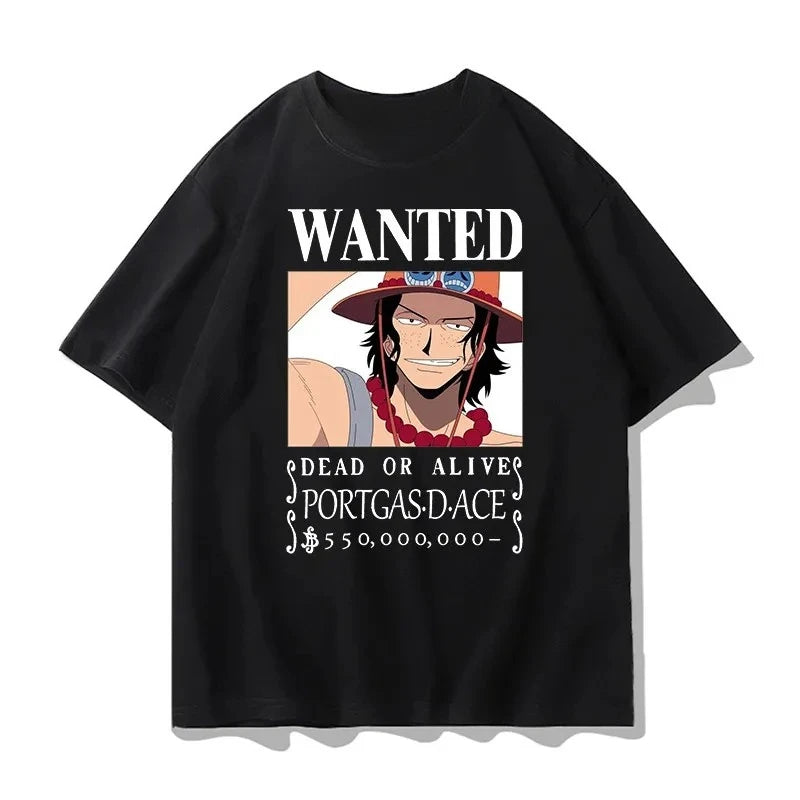 One Piece Printed T-Shirt Luffy ACE Anime Tee Men's 2026 Summer Fashion Oversize Street Casual Y2K Tops Streetwear Clothing