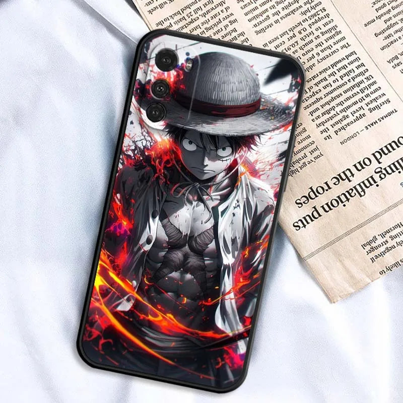 Funda de teléfono genial de anime de Luffy Zoro para Motorola G85 Edge 50 G24 G35 G14 G04 40 G72 G34 G G54 G13 G32 5G Negra