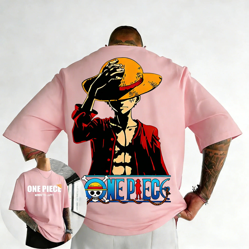 Camiseta de verano fresca con estampado de ONE PIECE Anime 2026 para hombres y mujeres, estilo hip hop, suelta, casual, Y2K, de algodón pesado, top para padres e hijos