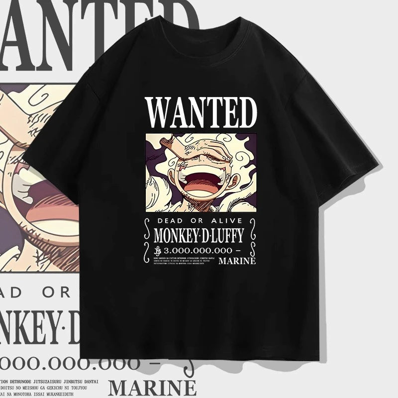 2026 Verano ONE PIECE Monkey D. Luffy Gear 5 Estampado Holgado Camiseta de Algodón de Manga Corta Moda Algodón Puro Unisex Padre-Hijo Y2k