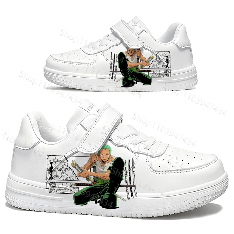 One Piece Roronoa Zoro Teenager Print Shoes Kids Campus Thick Sole Non-Slip Wear-Resistant Trendy Casual Sneaker Boys