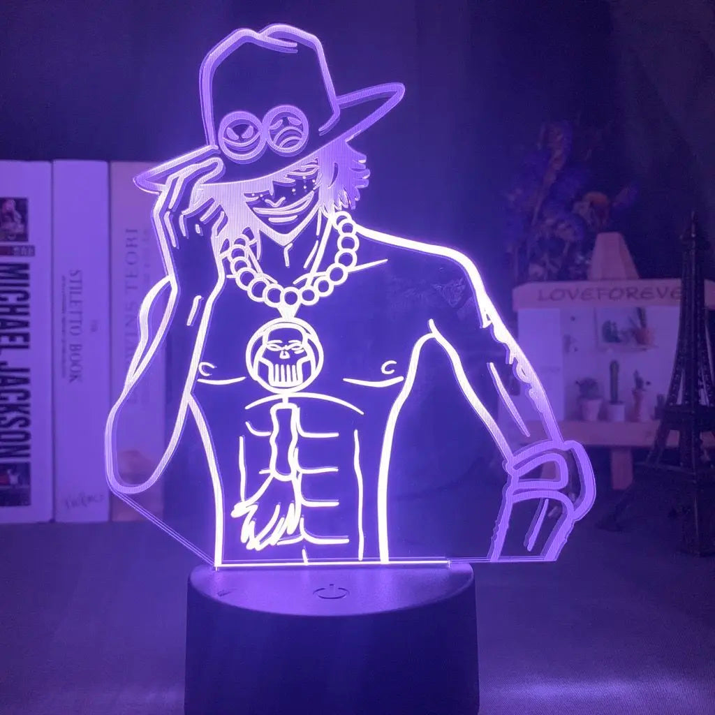 One Piece Ace Anime Cartoon Süße Acryl-Leuchtfigur 2D-Stil Schlafzimmer Atmosphäre Nachtlicht Schreibtischdeko Geschenk