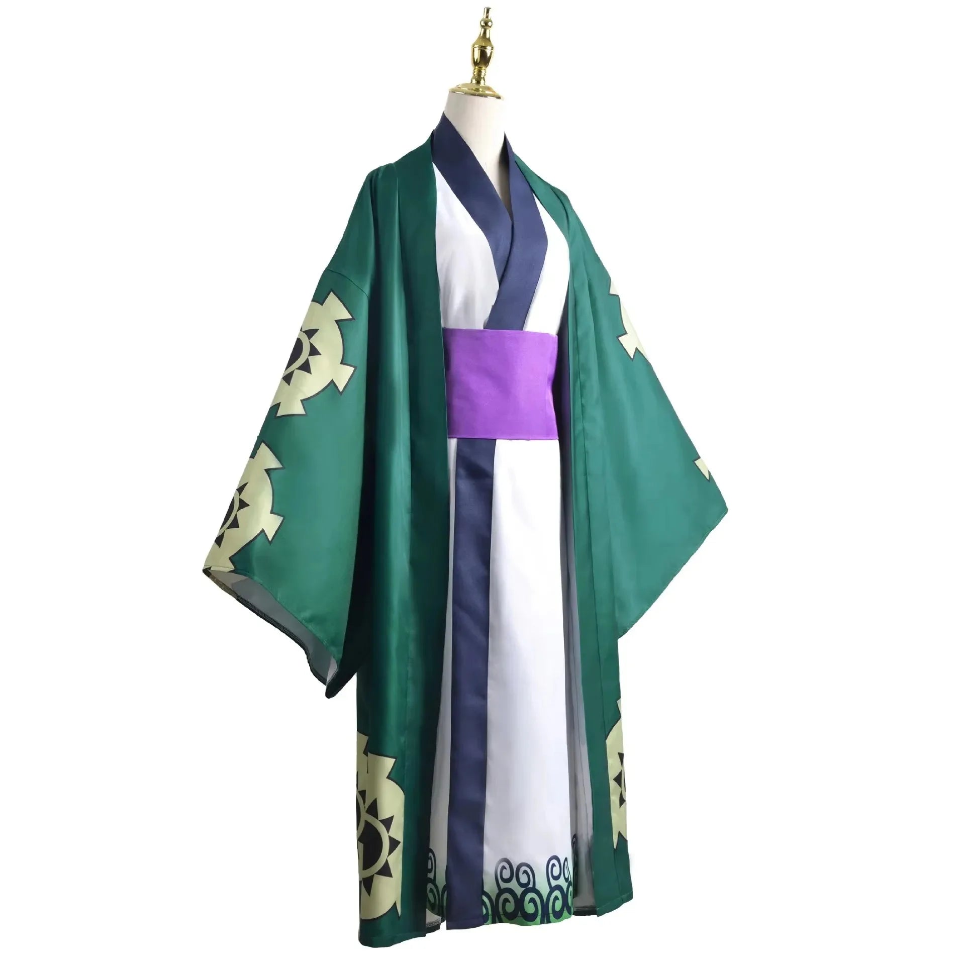 Grünes Roronoa Zoro Kimono Cosplay Anime Kostüm Uniform für Halloween Erwachsene Anzug Futter Perücke Oberbekleidung Gürtel Disfraz Halloween