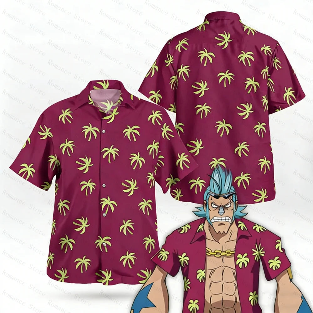One Piece Luffy Hawaii Shirts Floral Button-Up Hawaiian Shirt Fashion Y2k Harajuku Kids Anime Cosplay Men's Shirts Women's Tops
