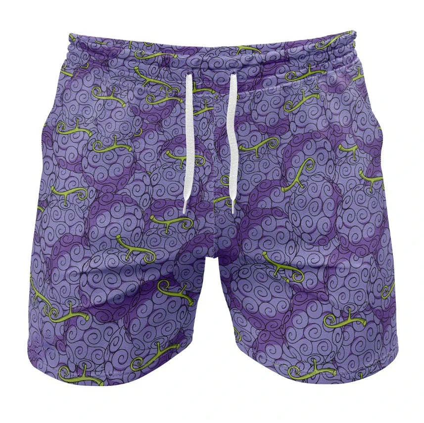 Bandai ONE PIECE Gomu Gomu No Mi Luffy Devil Fruit Men's Performance Gym Shorts Summer Quick-dry Comfy Lightweight Beach Shorts