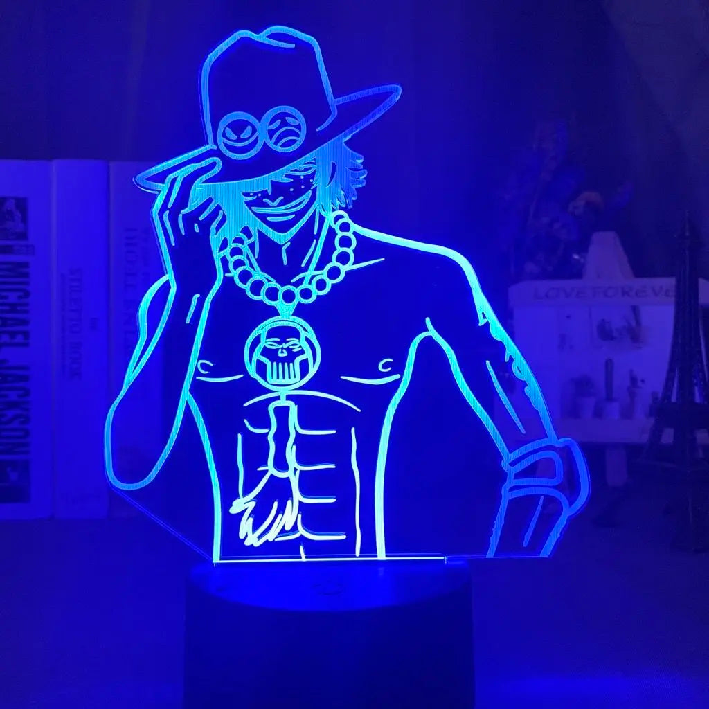 One Piece Ace Anime Cartoon Cute Acrylic Light-up Stand Figurine 2D Style Bedroom Atmosphere Night Light Desktop Decoration Gift