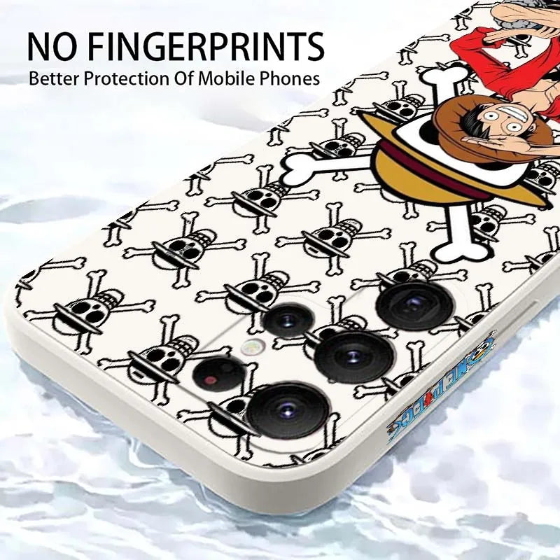One Piece Anime Ruffy Für Samsung Galaxy S26 S25 S24 S23 S22 S21 S20 Ultra Plus FE 5G Liquid Left Rope Handyhülle