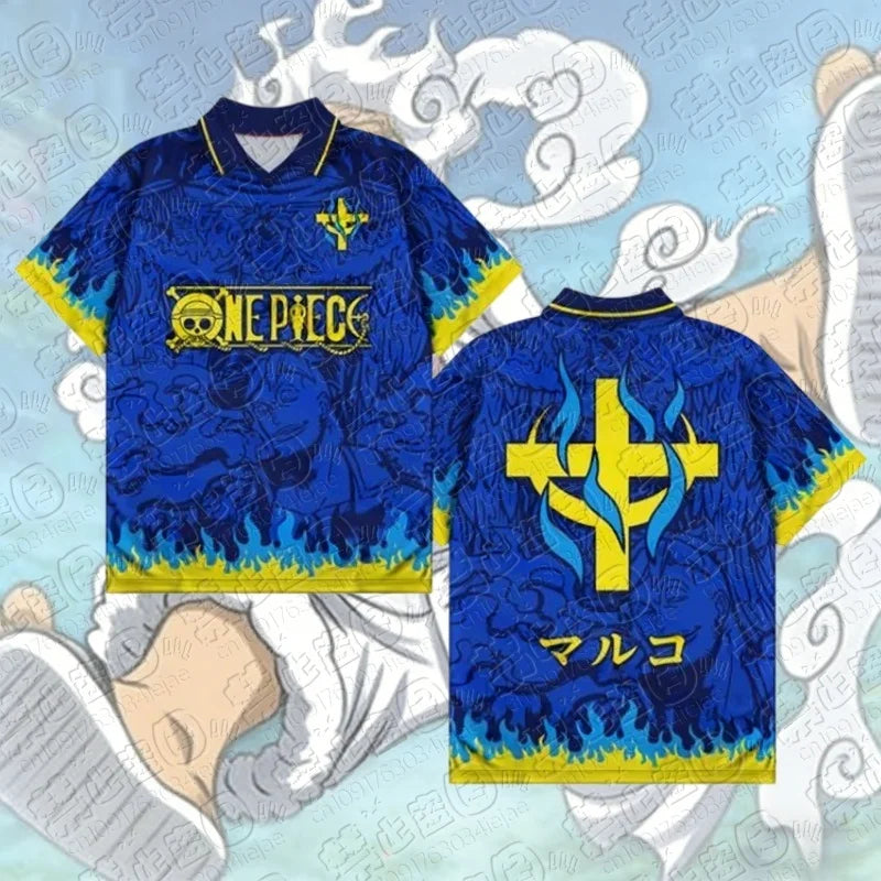 2026 Anime One Piece Luffy Estampado 3D Camiseta Ropa Polo Cuello V Ropa Urbana Verano Manga Corta Deporte Cosplay Camiseta