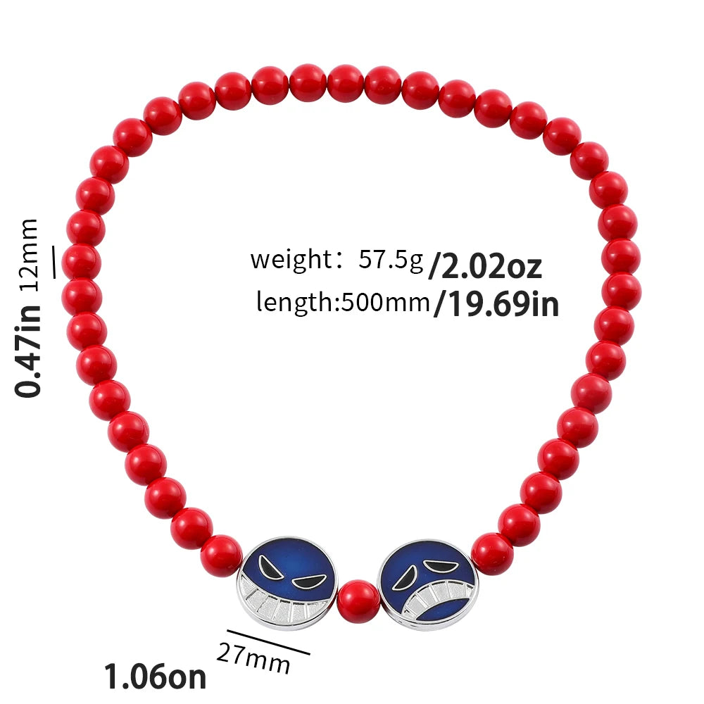 Set de collar y pulsera de cosplay de One Piece de Portgas D Ace - Accesorios para juegos de rol con temática de anime para fans