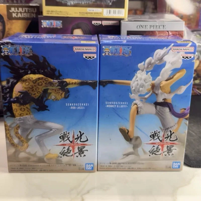 Original Bandai Banpresto One Piece Monkey D. Luffy & Rob Lucci  Action Figure Anime Merchandise Collection Toy Gift for Boys