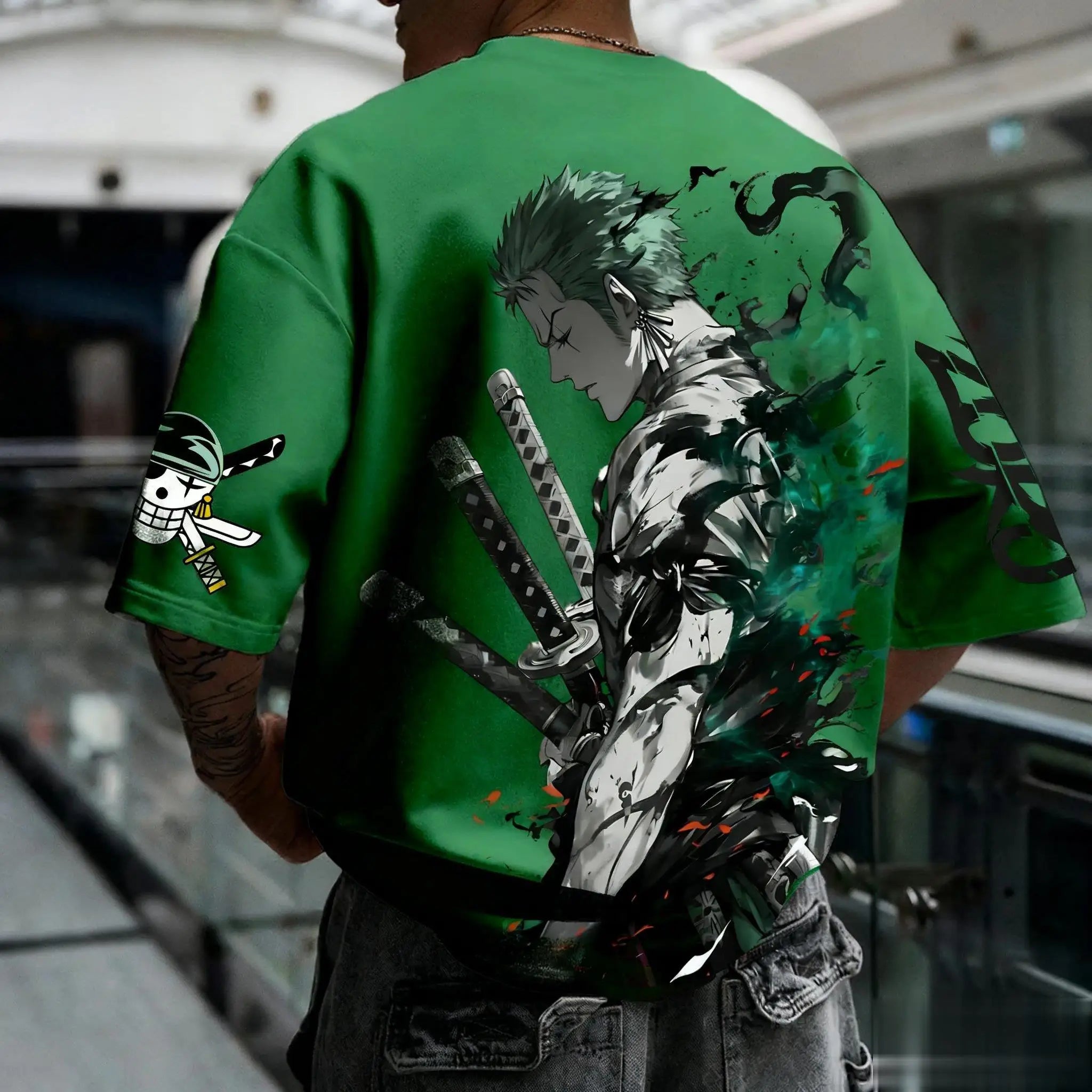 Sommer Y2K Anime One Piece Zoro Grafik T-Shirt Herren Damen Oversize Casual Kurzarm Tees Tops Streetwear Mode 2025 Unisex