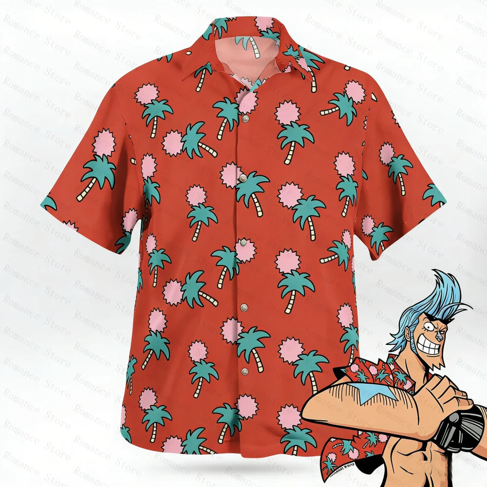 One Piece Luffy Hawaii Shirts Floral Button-Up Hawaiian Shirt Fashion Y2k Harajuku Kids Anime Cosplay Men's Shirts Women's Tops