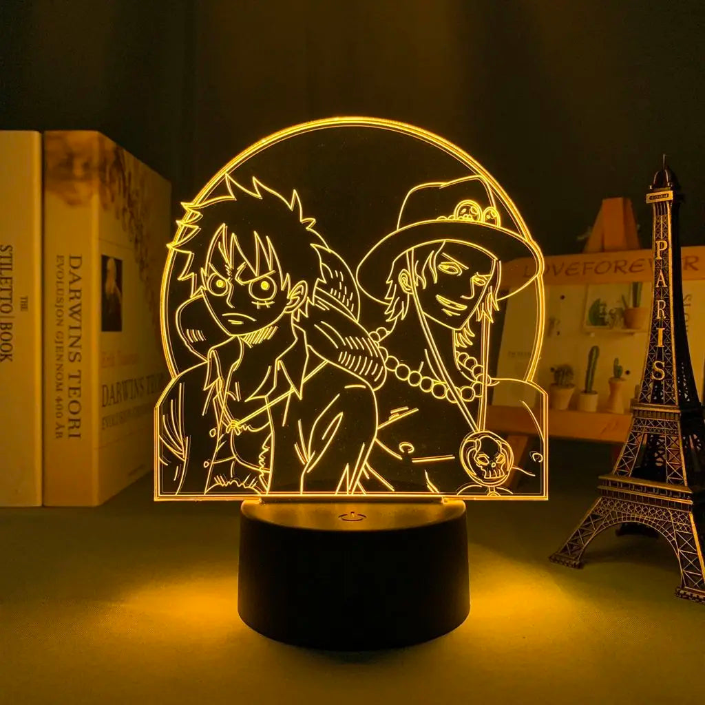 One Piece Roronoa Zoro Anime Dibujos Animados Lindo Acrílico Letrero Luminoso Dormitorio Atmósfera Luz de Noche Soporte Figura Decoración Regalo