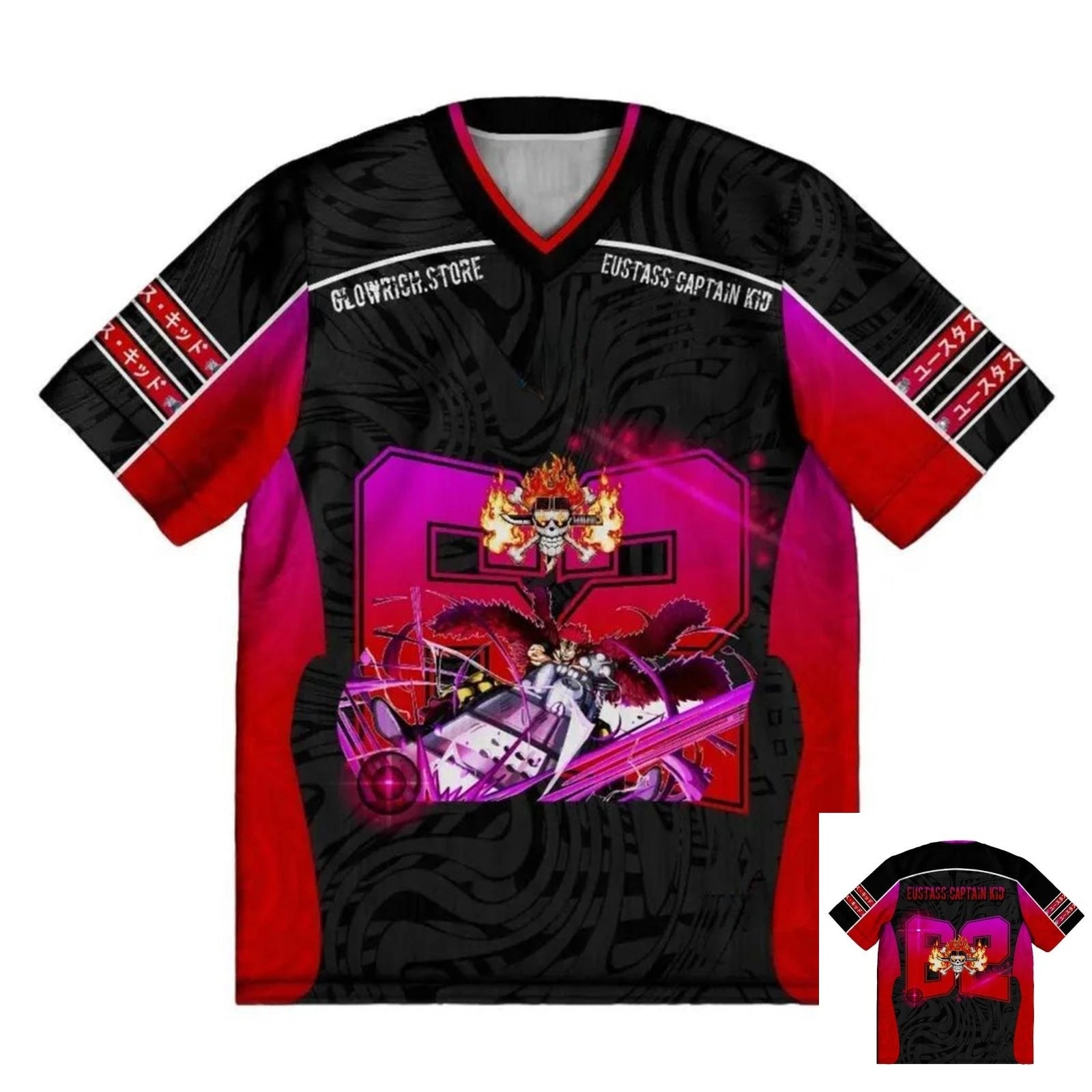 One Piece Eustass Kid Anime Y2k Style Kpop Baseball Hockey T-shirt Jersey New Fashion Streetwear Anime Daily Unisex Tops Tees