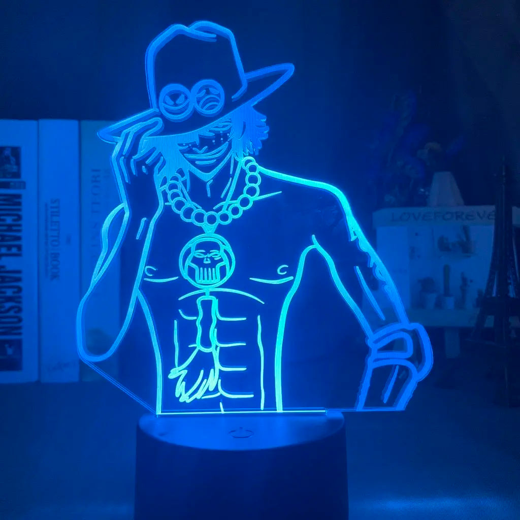 One Piece Ace Anime Cartoon Cute Acrylic Light-up Stand Figurine 2D Style Bedroom Atmosphere Night Light Desktop Decoration Gift