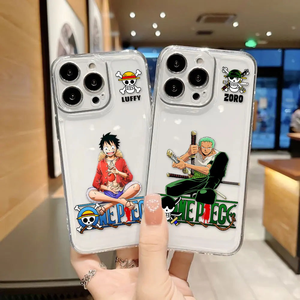 One P-Piece Luffy Zoro Robin Nami Cover Clear Phone Case For iphone Apple 17 AIR 16E 16 15 14 13 12 11 Pro XS Max 8 7 Plus Case