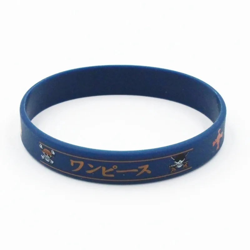 Pulsera de silicona del dibujo animado One Piece, figura de anime de Luffy, pulsera personal, pulseras deportivas, decoración de productos de anime, regalo para niño