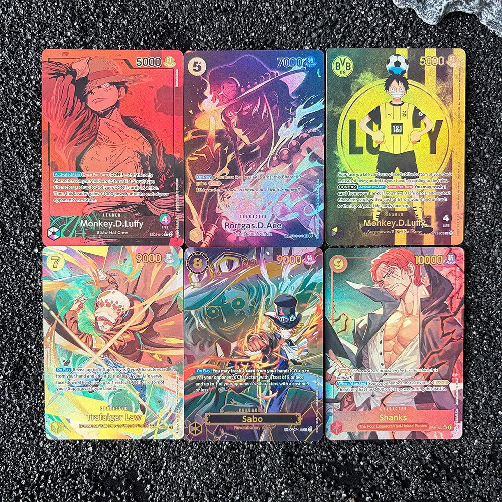 DIY Proxy OPCG Karte Einzelkarte Englisch Luffy Shanks Law Anime Spiel Kartensammlung Hochwertige Replika Karte Geschenk Sammelkarte