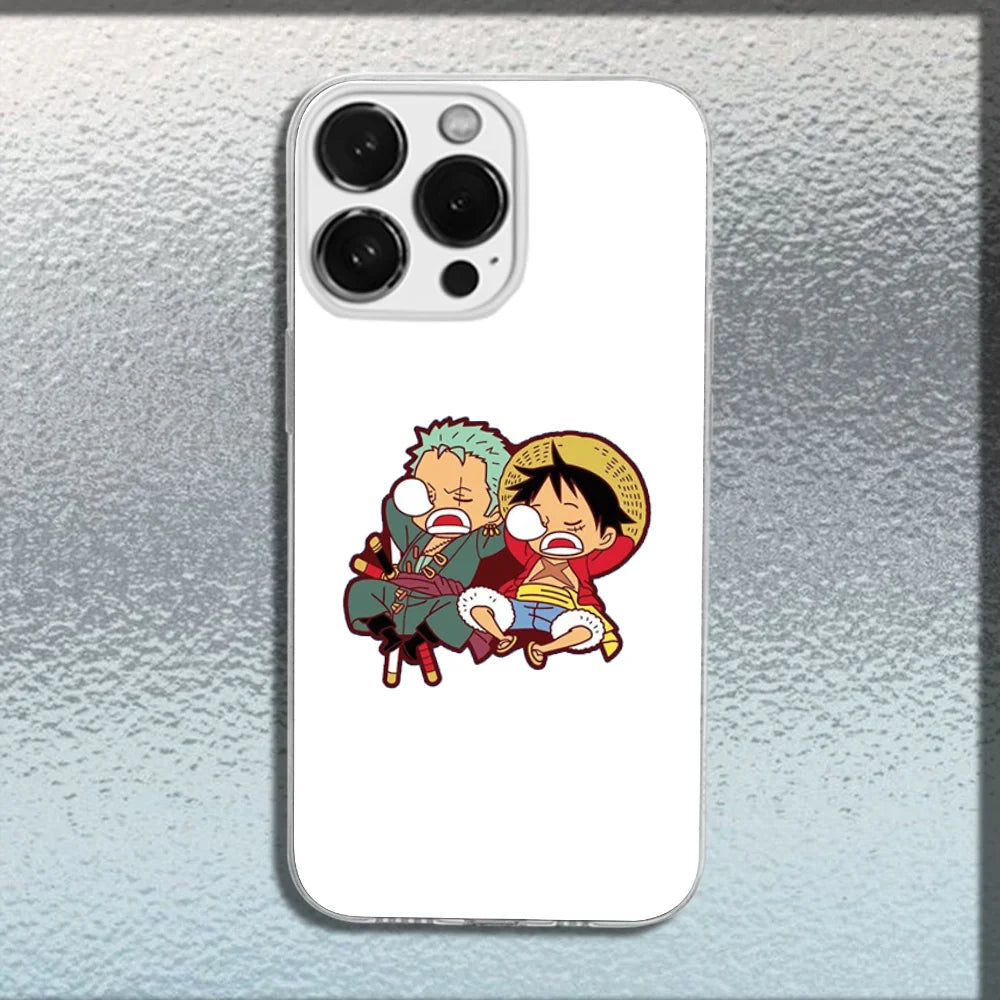 Anime Ones P-Pieces Zoro Phone Case For iPhone 16,15,14,13,12,11 Plus,Pro,Max,XR,XS,X,Plus,SE,Mini Transparent Soft Cover