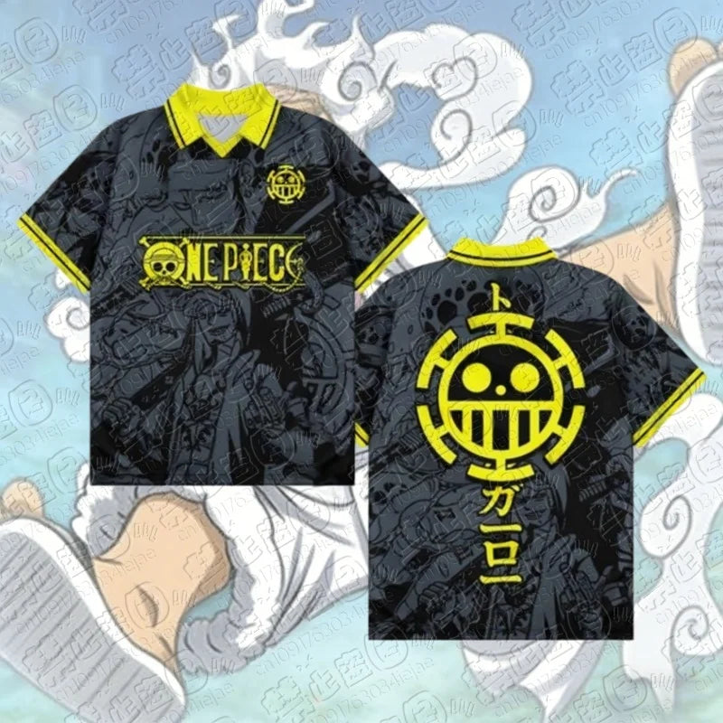 2026 Anime One Piece Luffy Estampado 3D Camiseta Ropa Polo Cuello V Ropa Urbana Verano Manga Corta Deporte Cosplay Camiseta