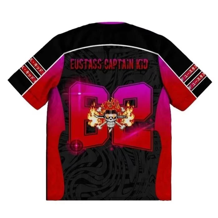 One Piece Eustass Kid Anime Y2k Style Kpop Baseball Hockey T-Shirt Jersey Neue Mode Streetwear Anime Daily Unisex Oberteile