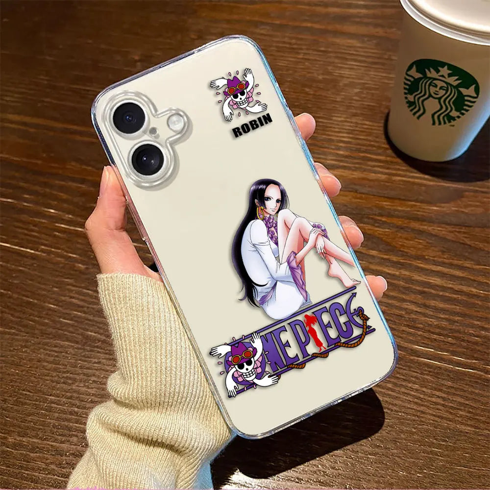 One P-Piece Luffy Zoro Robin Nami Cover Clear Phone Case For iphone Apple 17 AIR 16E 16 15 14 13 12 11 Pro XS Max 8 7 Plus Case