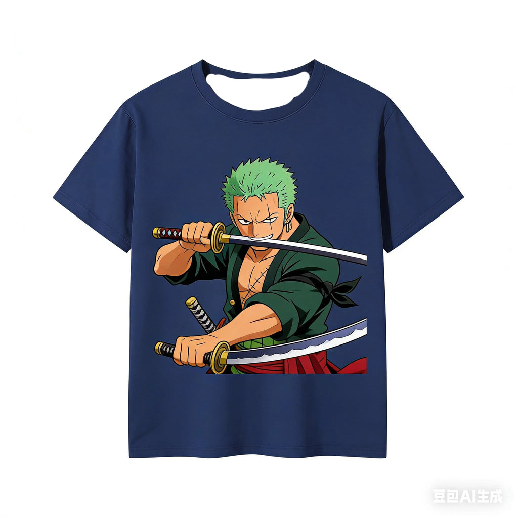 Anime One Piece Luffy bedrucktes T-Shirt für Herren und Damen, T-Shirt für Kinder und passende Familienkleidung, Jungen-Mädchen-T-Shirt