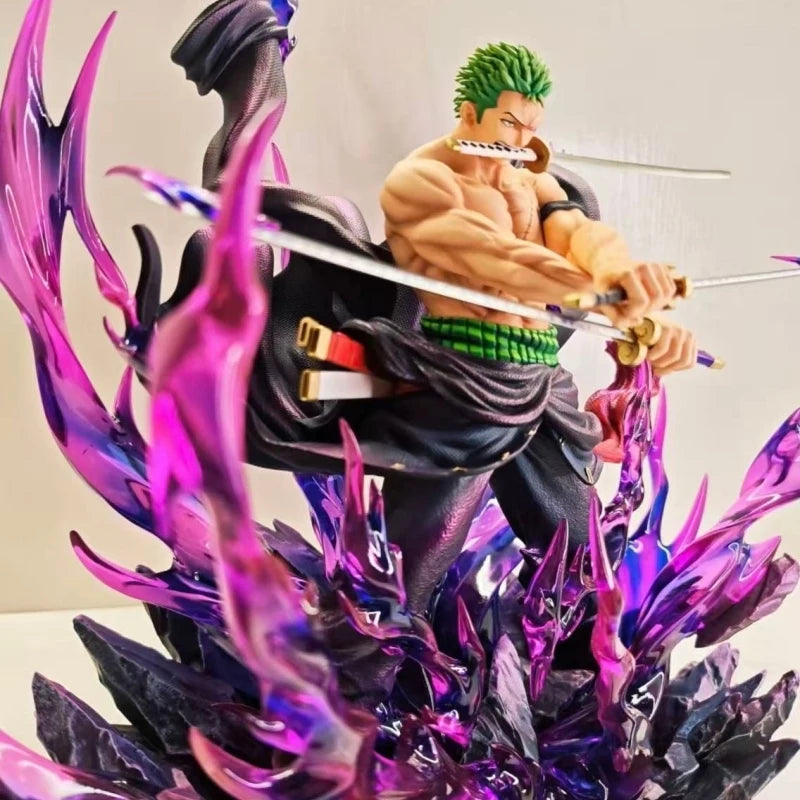 Nueva One Piece 34cm Jt Pintura Completa Roronoa Zoro Figura Gk Estatua Escena de Batalla Personajes de Anime Populares Decoración de Escritorio