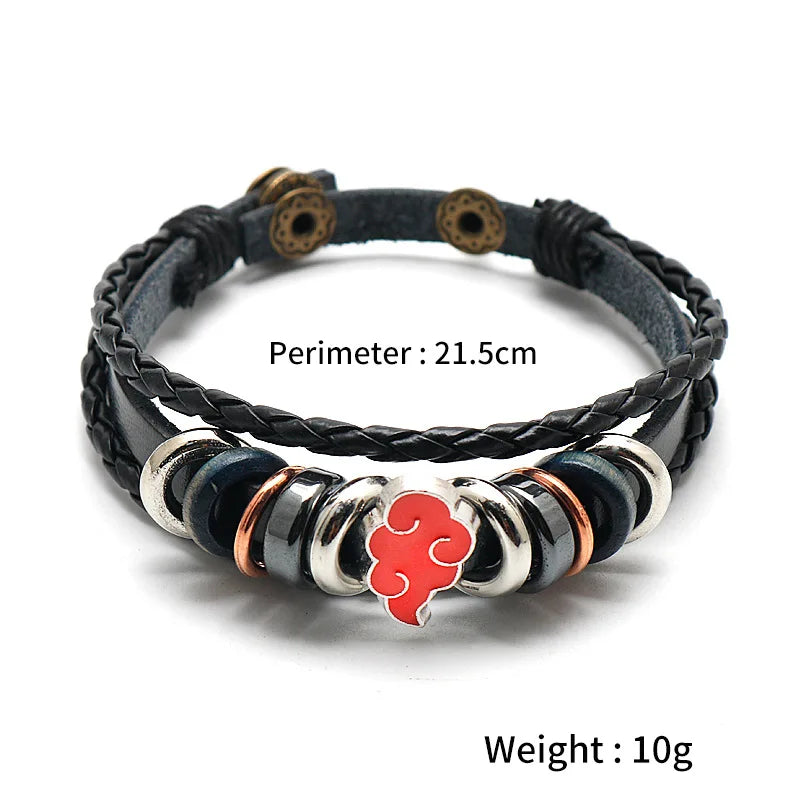Accesorios de anime One Piece Naruto ataque al gigante pulsera de cuero trenzado con hebilla multicapa anillo regalo de cumpleaños.