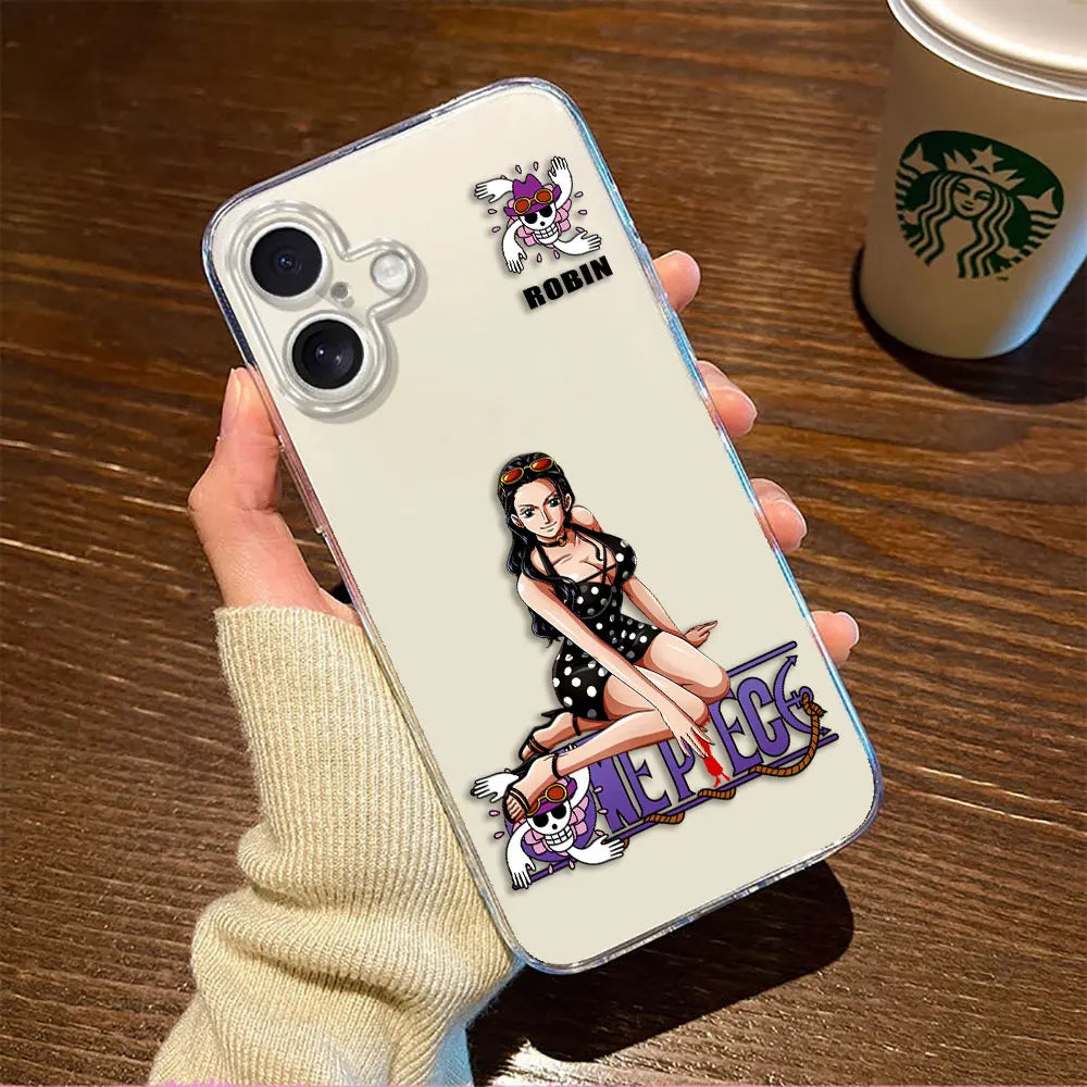 One P-Piece Luffy Zoro Robin Nami Cover Clear Phone Case For iphone Apple 17 AIR 16E 16 15 14 13 12 11 Pro XS Max 8 7 Plus Case