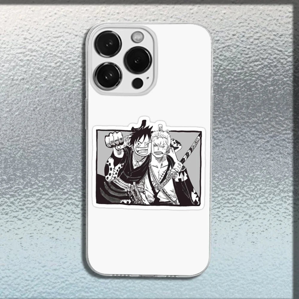 Anime Ones P-Pieces Zoro Phone Case For iPhone 16,15,14,13,12,11 Plus,Pro,Max,XR,XS,X,Plus,SE,Mini Transparent Soft Cover