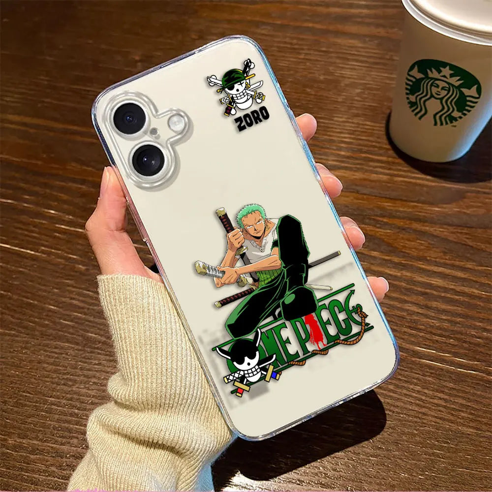 One P-Piece Luffy Zoro Robin Nami Cover Clear Phone Case For iphone Apple 17 AIR 16E 16 15 14 13 12 11 Pro XS Max 8 7 Plus Case