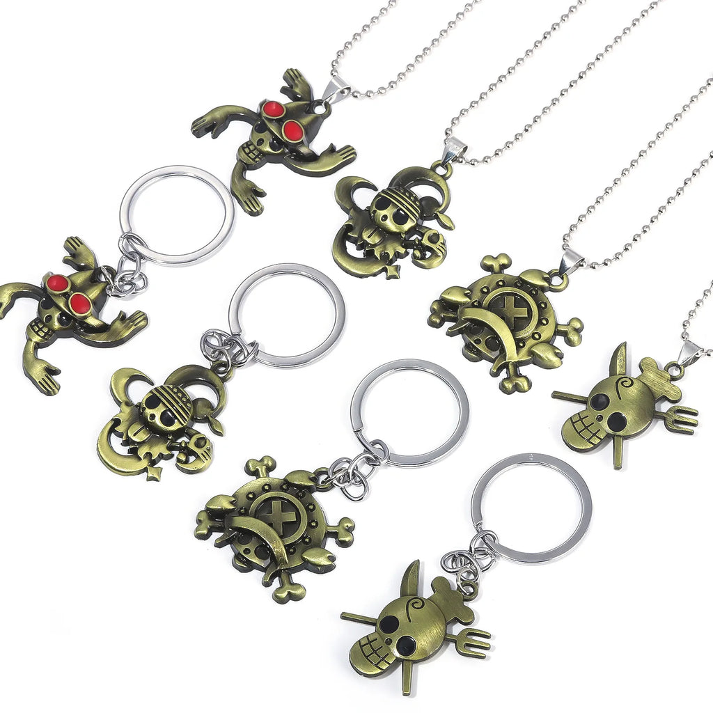 Anime One Piece Nami Robin Sanji Chopper Keychains Vintage Figure Metal Pendant Keyring Gifts for Christmas