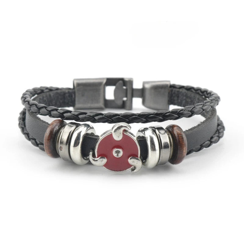 Accesorios de anime One Piece Naruto ataque al gigante pulsera de cuero trenzado con hebilla multicapa anillo regalo de cumpleaños.