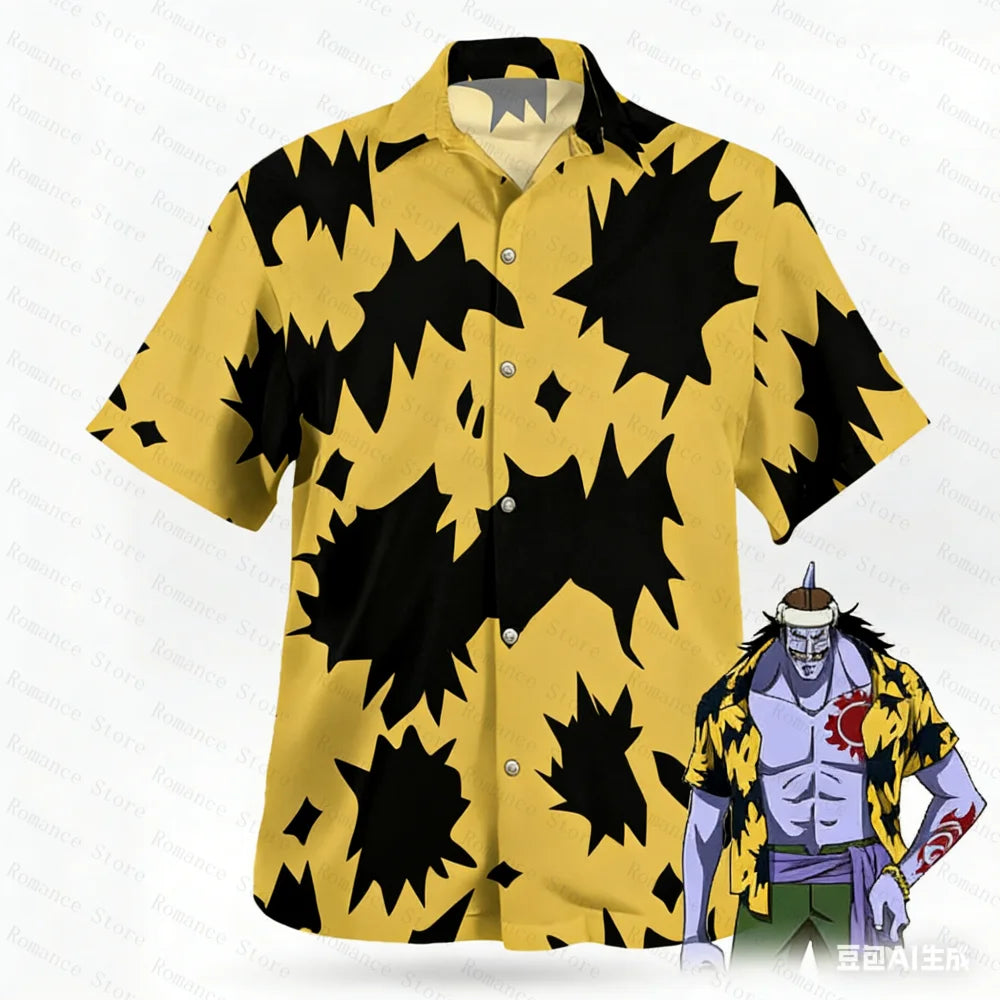 One Piece Luffy Hawaii Shirts Floral Button-Up Hawaiian Shirt Fashion Y2k Harajuku Kids Anime Cosplay Men's Shirts Women's Tops