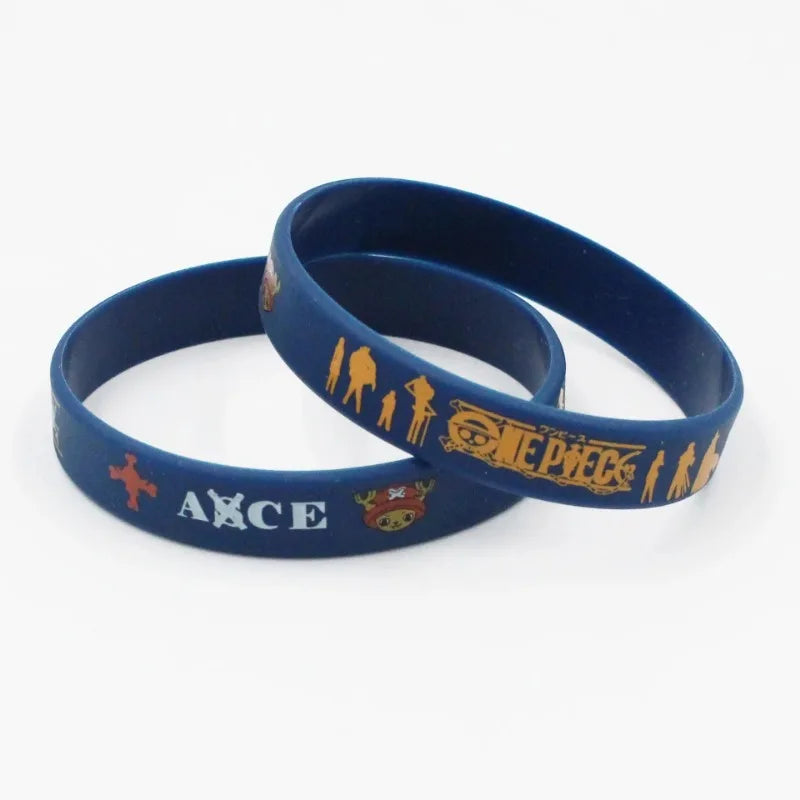 Pulsera de silicona del dibujo animado One Piece, figura de anime de Luffy, pulsera personal, pulseras deportivas, decoración de productos de anime, regalo para niño