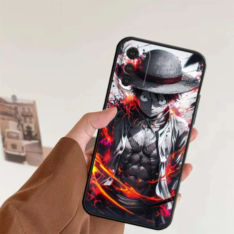 Hot Anime Luffy Zoro Coole Handyhülle für Motorola G85 Edge 50 G24 G35 G14 G04 40 G72 G34 G G54 G13 G32 5G Schwarz